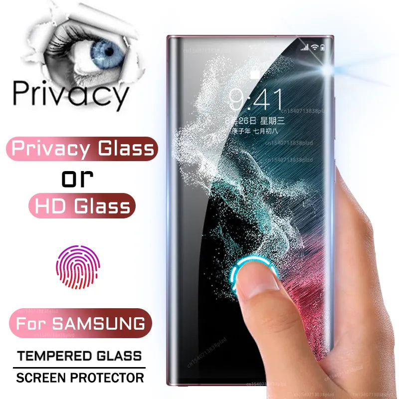 Privacy or HD Tempered Glass For Samsung Galaxy