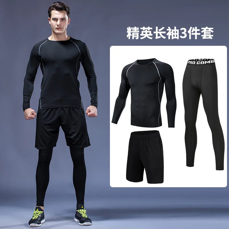 Quick-drying tights set men's running fitness training clothes