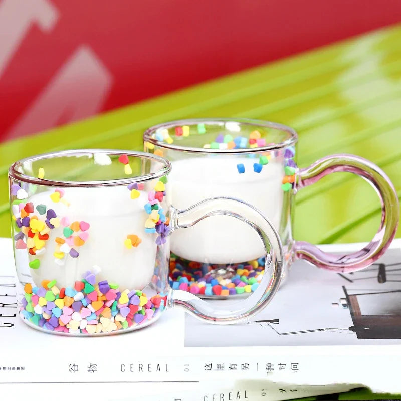 200ml Multicolor Heart Shaped Quicksand Cup Creative Double