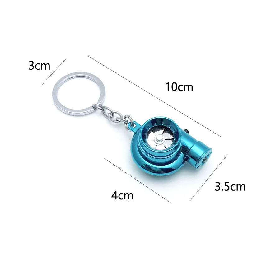 LED Mini Turbo Sound Turbocharger Keychain Spinning Turbine