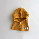 New Baby Knitted Hooded Scarf Warm Solid One