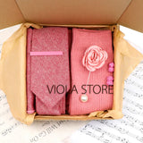 Viola Design 5PCS Gift Box Solid Cotton Sock