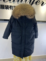 Fitaylor Winter Women Long Jacket Large Natural Fur