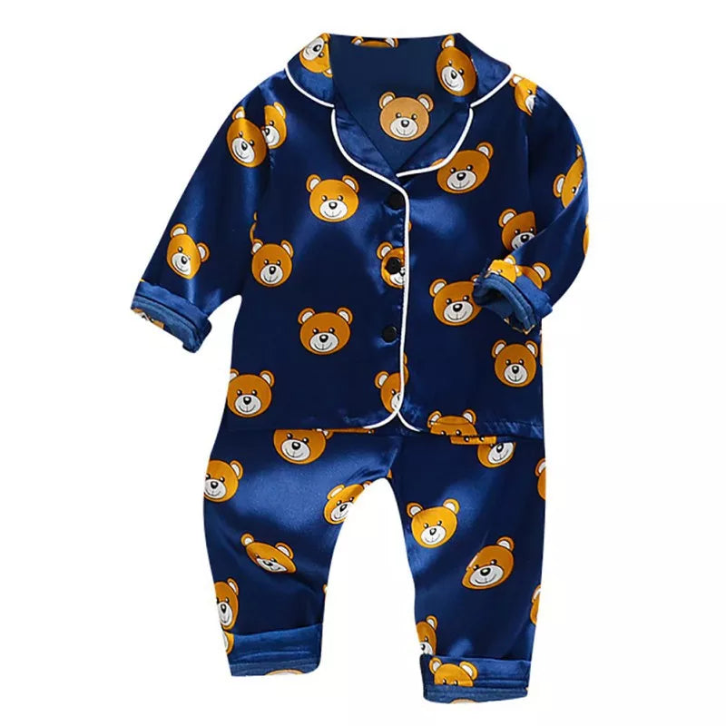 Toddler Silk Satin Pajamas Pyjamas Set Baby Sleepwear