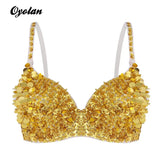 Womens Belly Dancing Bustier Bra Fashion Sparkle Glittering
