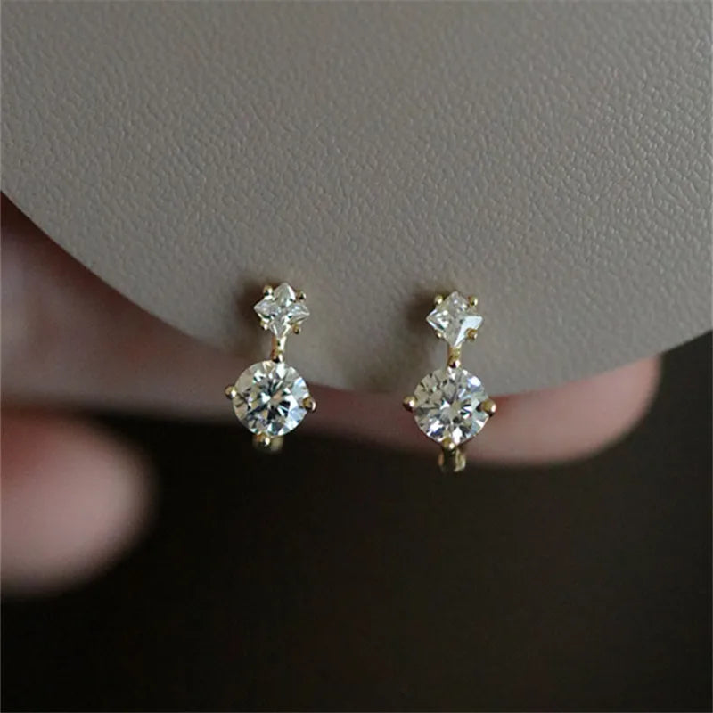 925 Sterling Silver Simple Shiny Srystal U-shaped Earrings