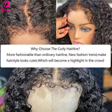 Kinky Curly Edged Short Bob Human Hair Wigs