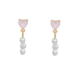 New Ins Pink Heart Zircon Stud Earring For