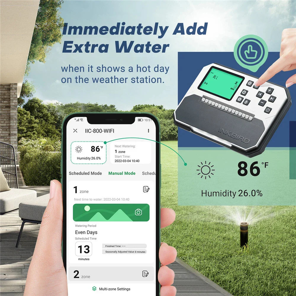 INKBIRD 8-Zone Control Wi-Fi Smart Sprinkler Controller Indoor/Outdoor