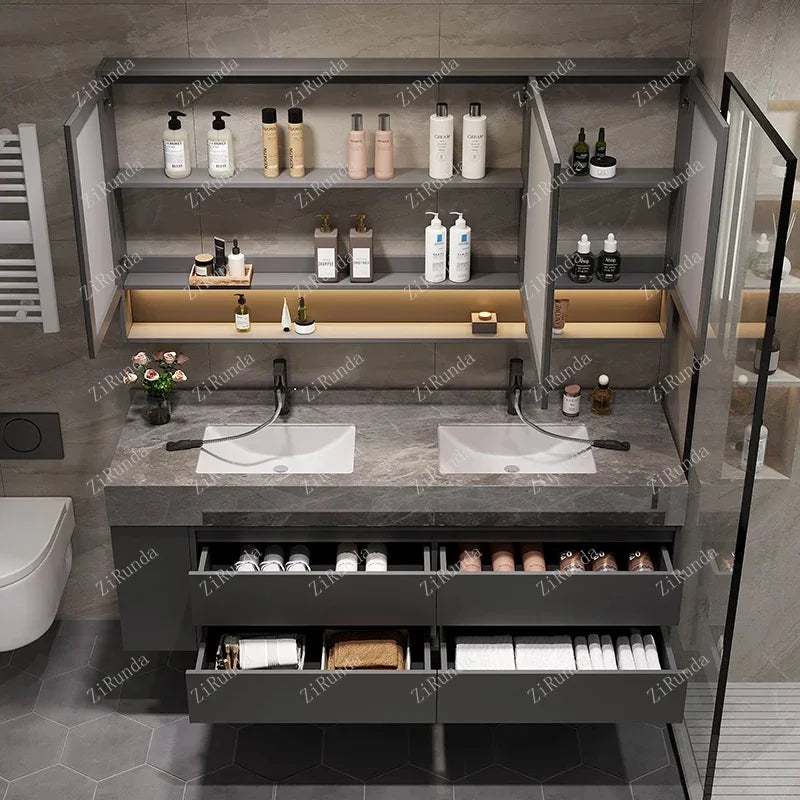 L Light Luxury Bathroom Stone Plate Integrated Bathroom