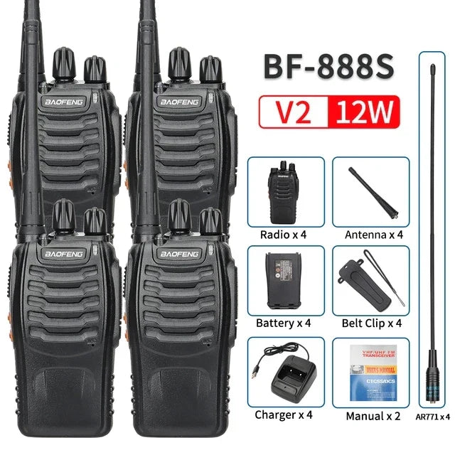 2/4PCS Baofeng BF-888S 12W Walkie Talkie Dual Band