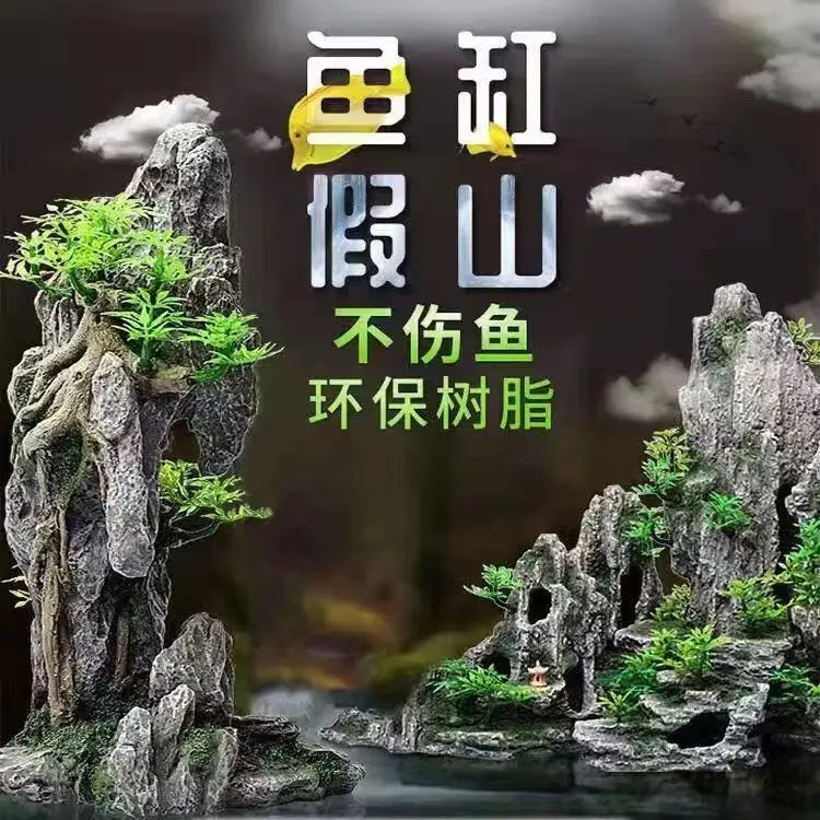 Fish Tank Landscaping Simulation Rockery Layout Aquarium Decoration