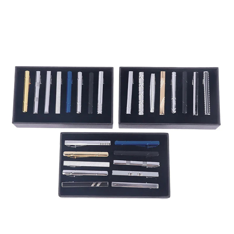8Pc Exquisite Metal Tie Clip Set With Gift