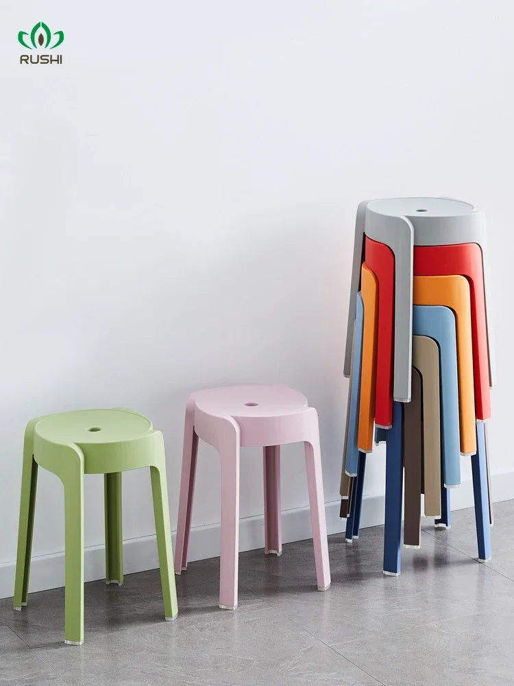 Plastic Stool Thickened Household Stackable Dining Table Bench