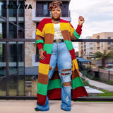 CMYAYA Plus size Women Knit Ribbed Patchwork Long