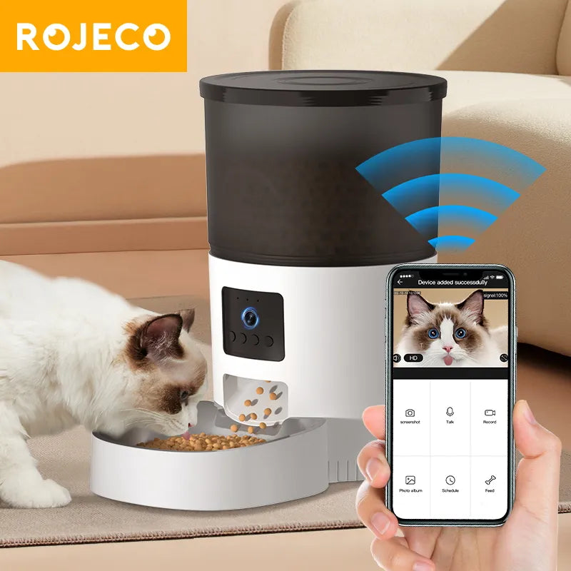 ROJECO Automatic Cat Feeder With Camera Video Cat