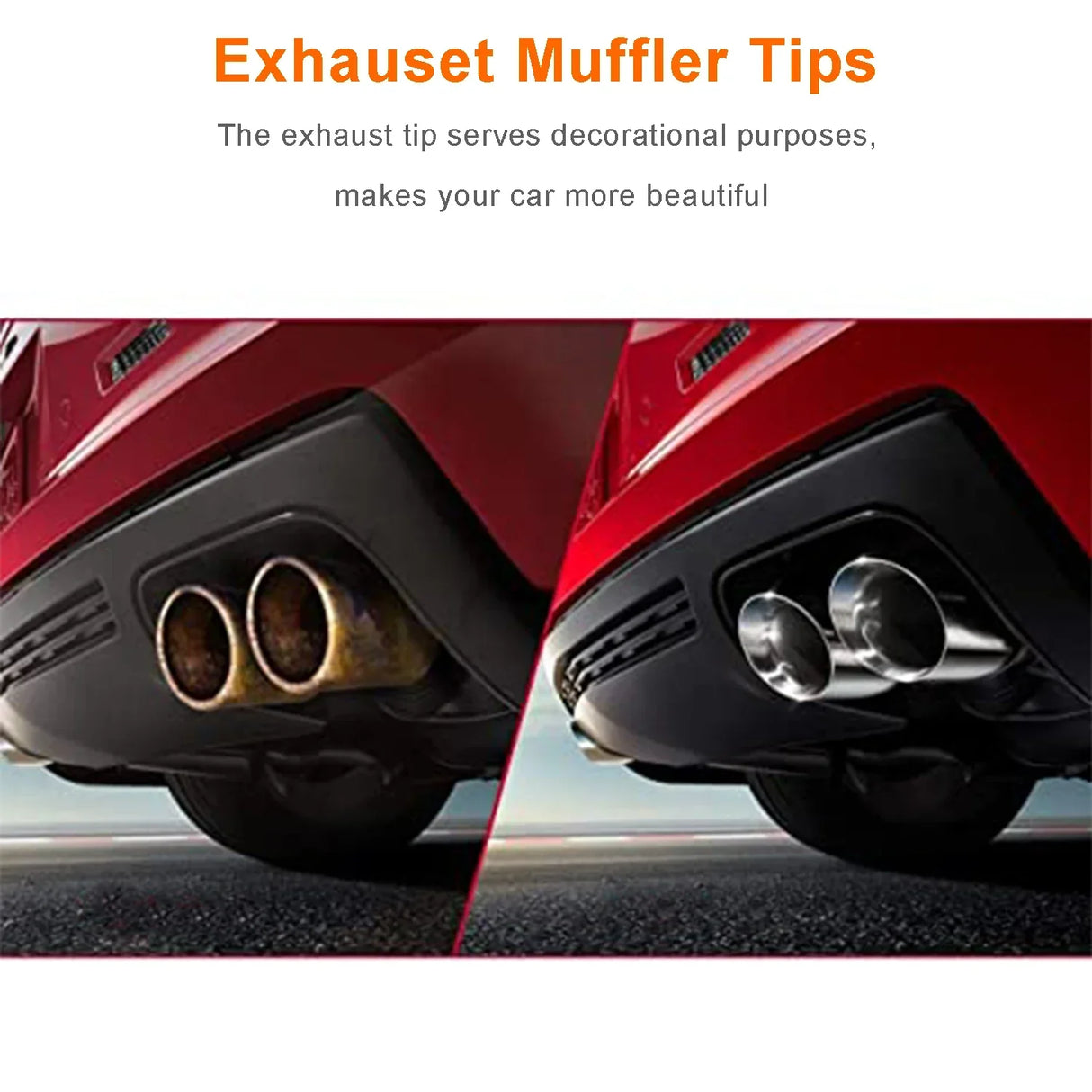 Car Double Outlet 63MM Exhaust Muffler Tip Universal