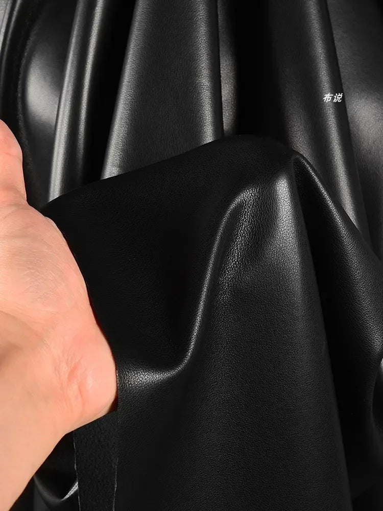 True Protein Leather Fabric Soft Black Silky Highly