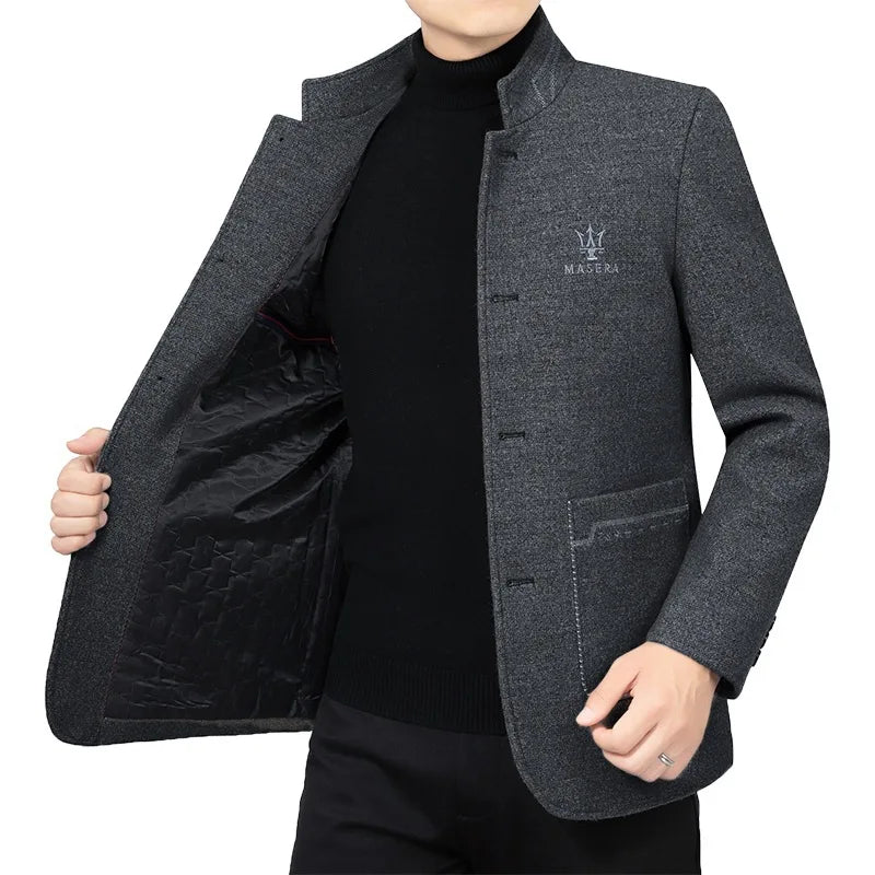 Men Business Casual Woolen Blazers Jackets Wool Suits