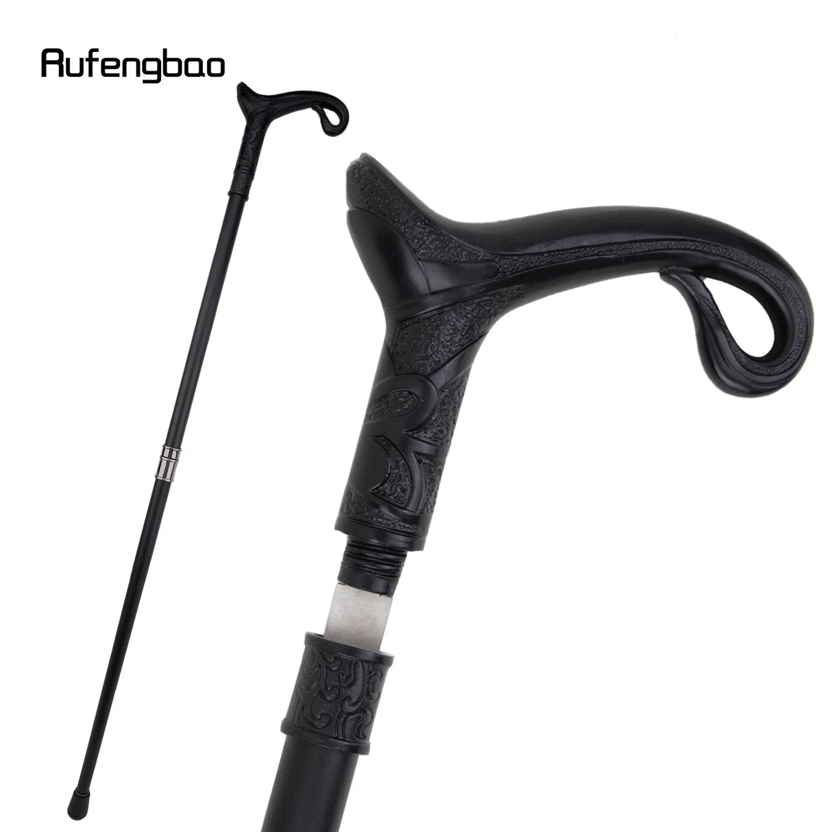 Black Luxury Curve Line Type Walking Stick with