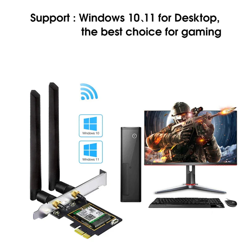 Desktop Wi-Fi 6E Intel AX210 PCIe Wireless Adapter