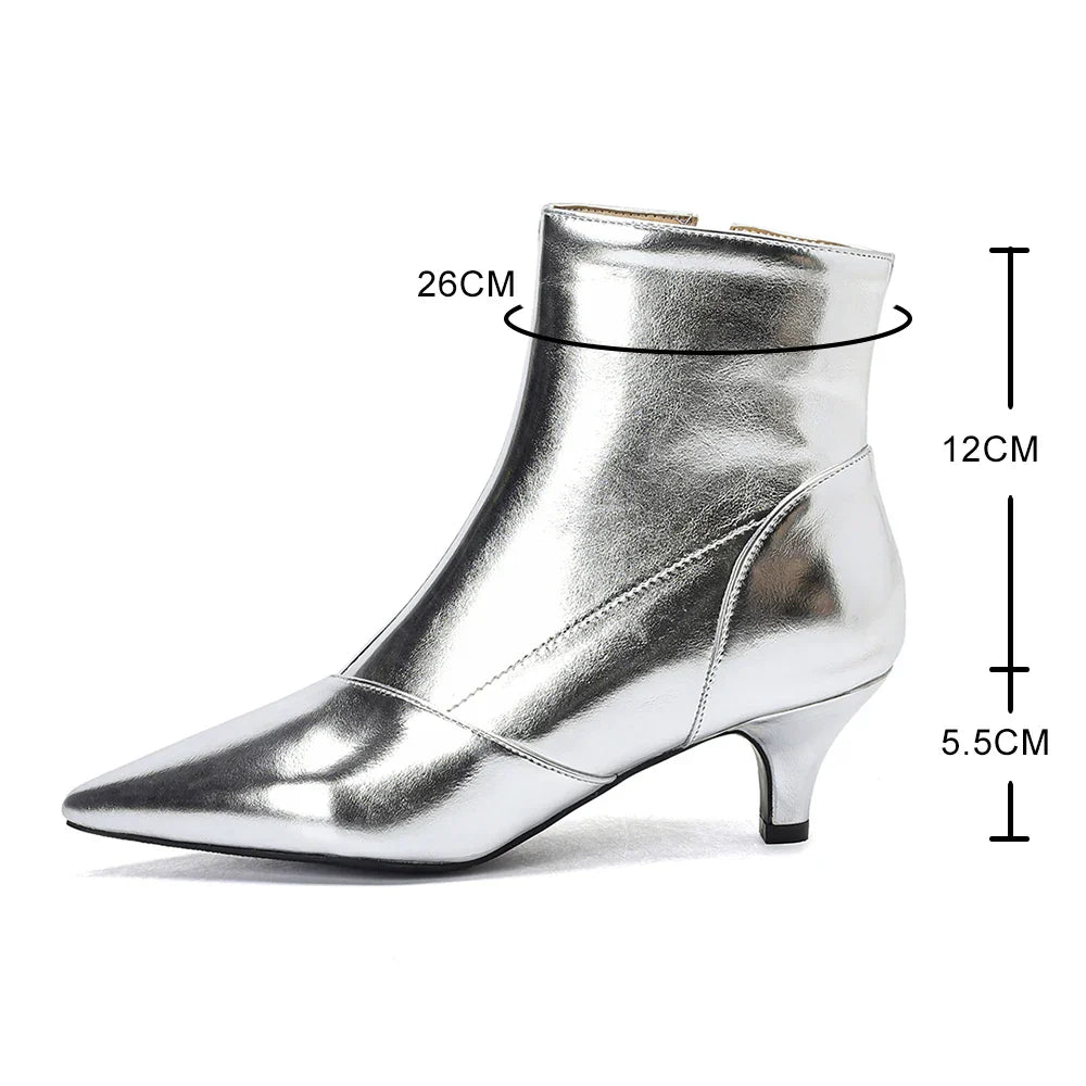 Pointed Toe Ankle Boots For Women Fashion Side