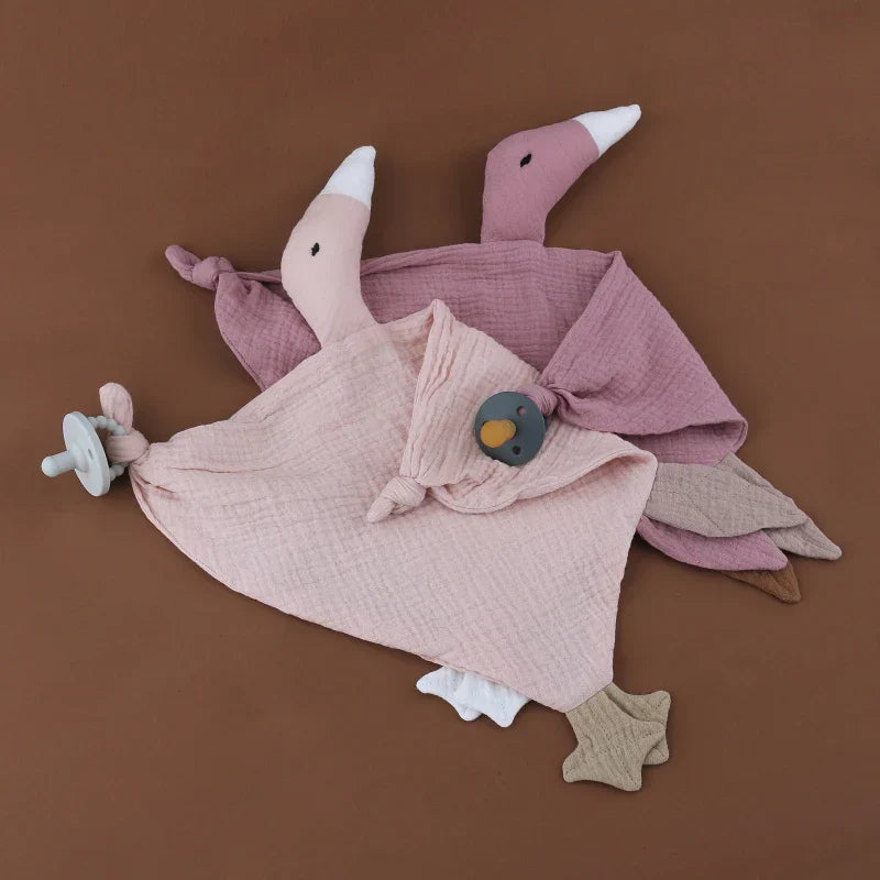 Pure Cotton Muslin Baby Bib Cute Goose Sleeping
