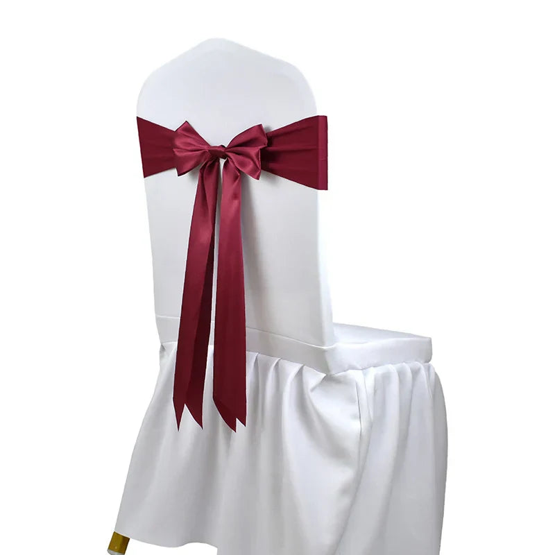 10pcs/50pcs Satin Spandex Chair Bow Band Ribbon Chair