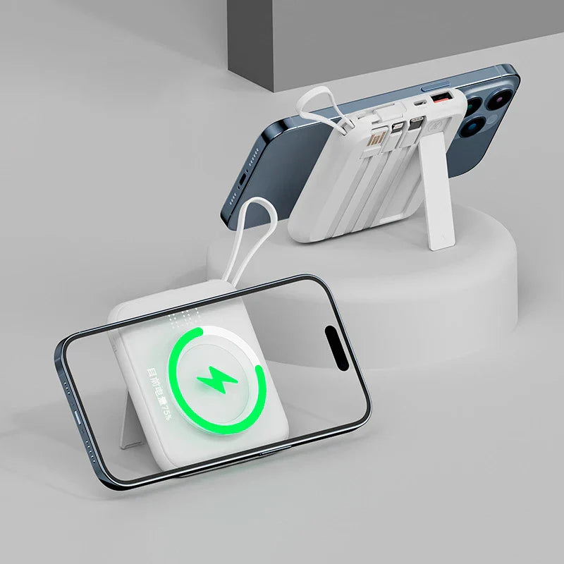 Magnetic Wireless Charger Magsafe Powerbank Built in Cable