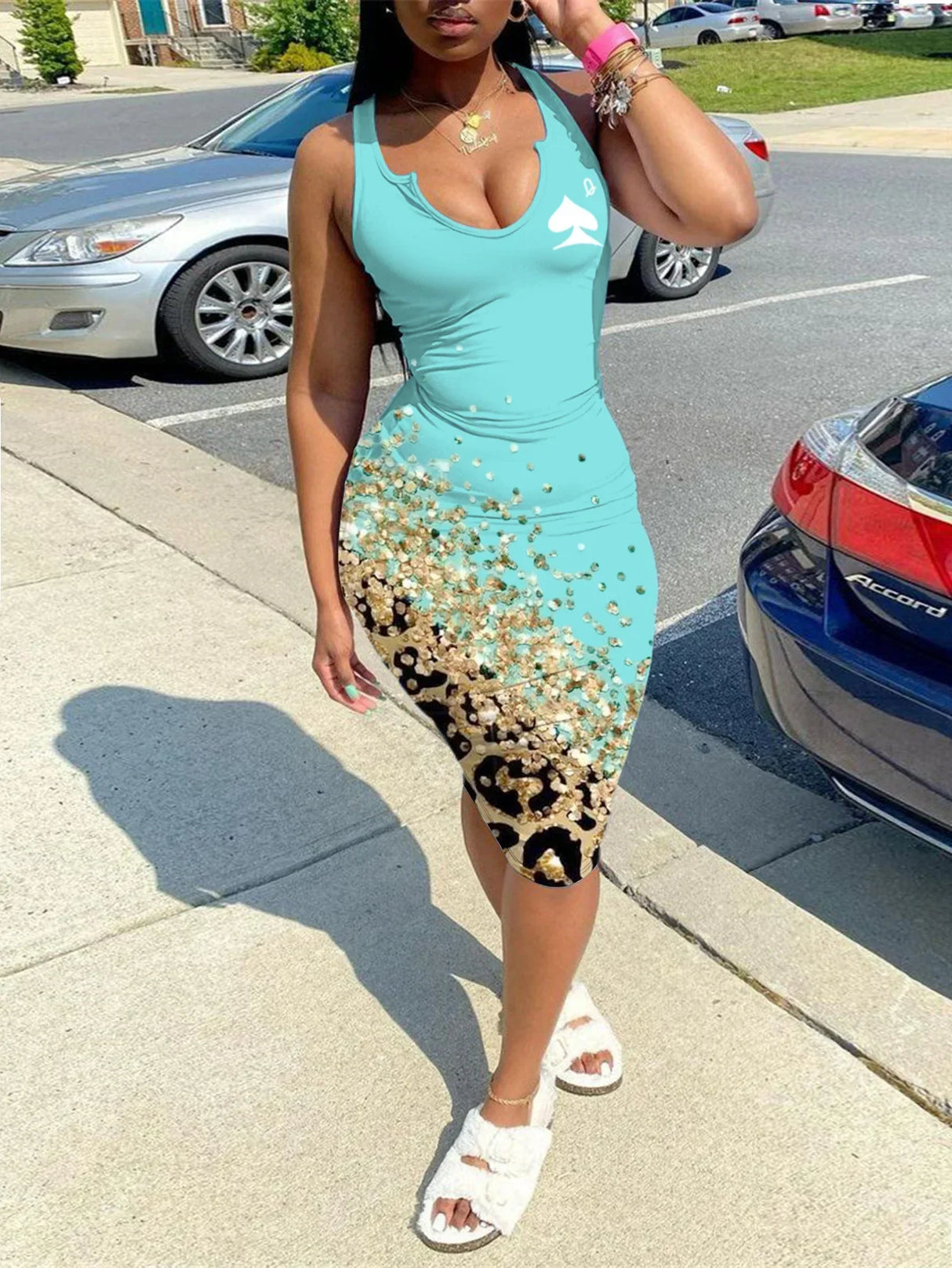 LW Plus Size Leopard Letter Print Bodycon Cami