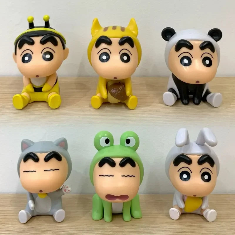 4/6/10pcs Set Crayon Shin-Chan Anime Figure Fishing Puppy