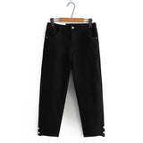 Plus Size Boyfriend Black Drainpipe Jeans For Women