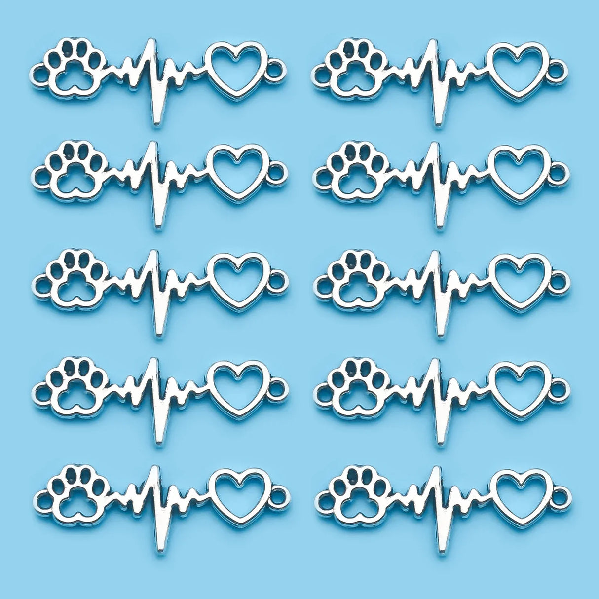 102030pcs Antique Silvery Color Charms Dog Claw Love