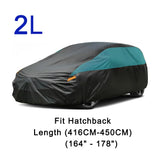 Universal Full Car Covers Outdoor Waterproof Sun Rain Snow UV Protection Black Green Splicing Color Cover Fit SUV/Sedan/Hatchbac