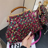 2023 Elegant Women Glitter Sequin Shell Clip Evening