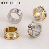 Women Gold Color Rings Knuckles Cubic Zircon Stainless