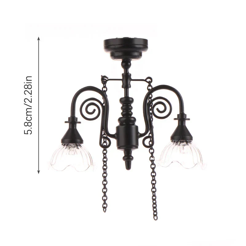 1:12 Dollhouse Miniature LED Lamp Ceiling Lamp Chandelier