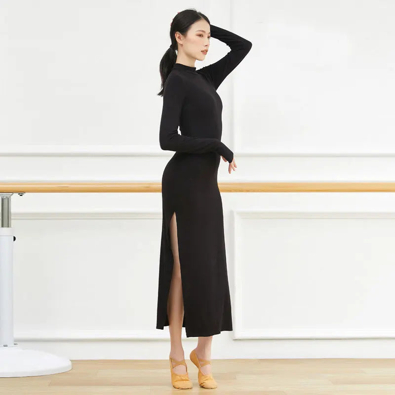 Sexy Side Slit Slim Dance Dress Slim Knitted