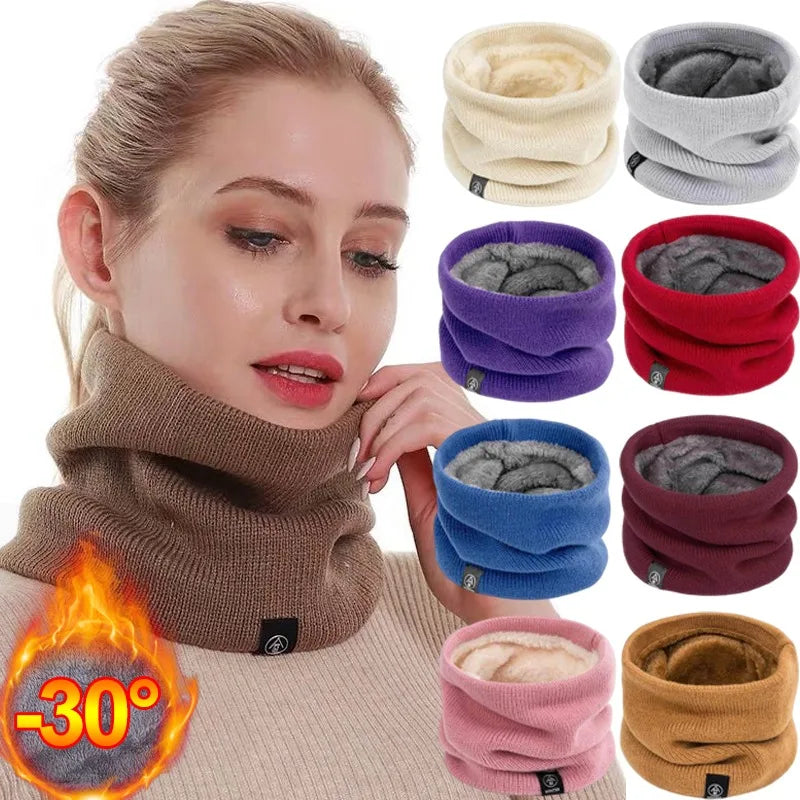 Solid Winter Plush Muffler Woolen Knitting for Women