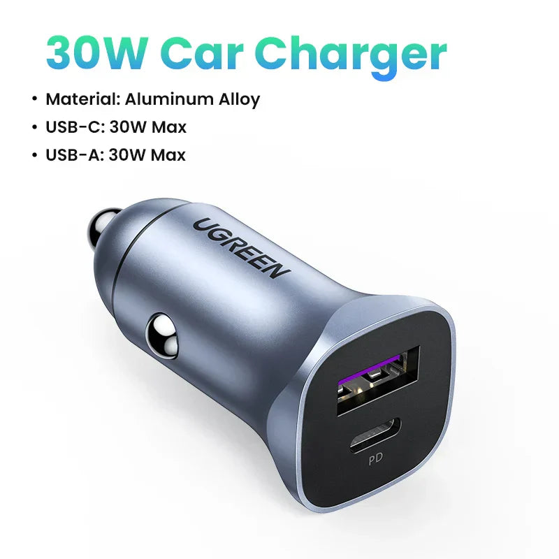 UGREEN 30W Car Charger USB Type C Fast