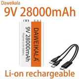 2023 9V 28000mAh Li-ion Rechargeable Battery Micro USB