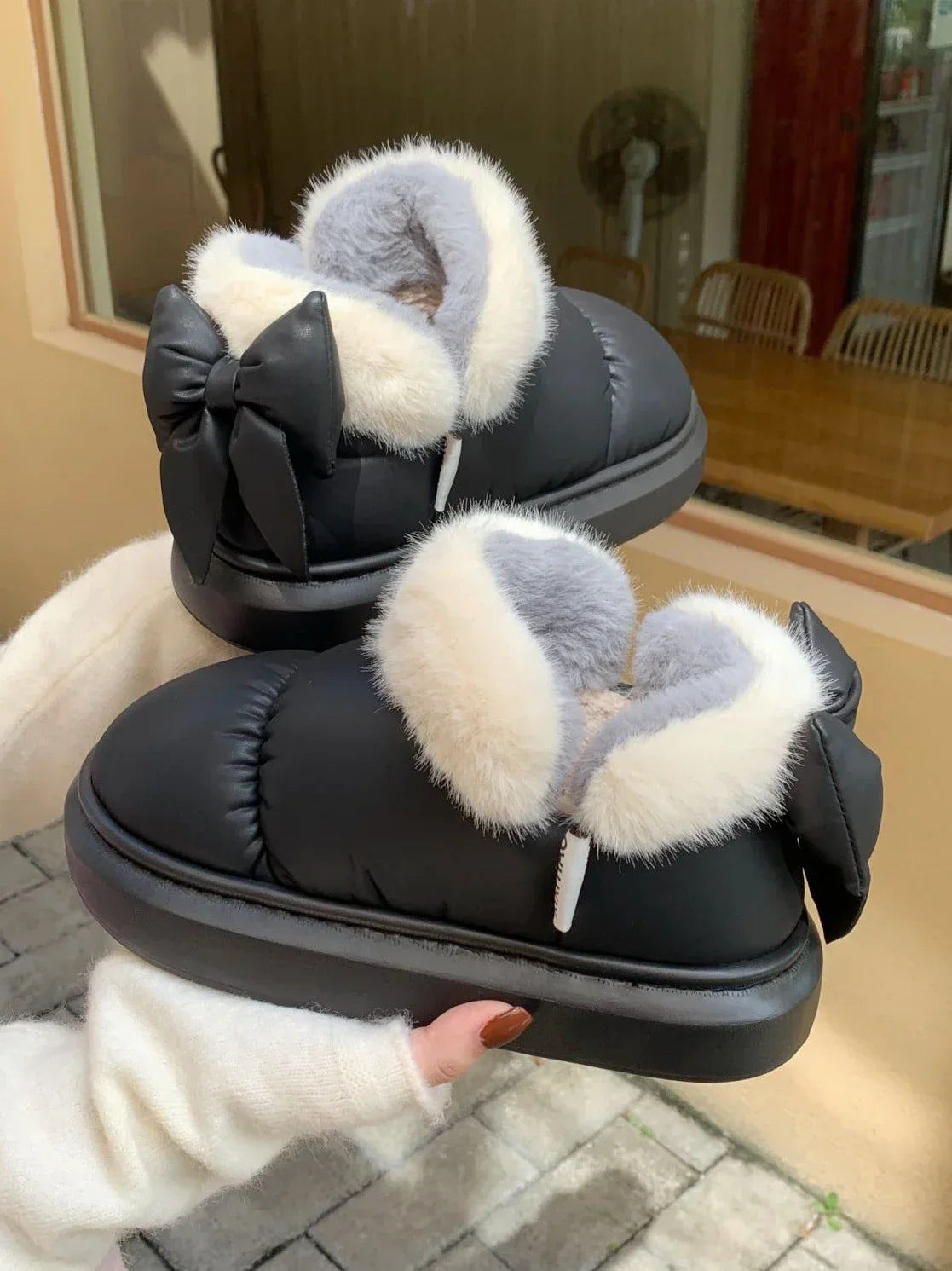 Bow Knot Short Ankle Snow Boots Women Winter