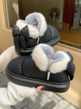 Bow Knot Short Ankle Snow Boots Women Winter