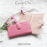 Genuine Leather Luxury Design Card Holder For Woman Custom Letters Large Capacity Vintage Wallet Fashion Business Christmas Gift