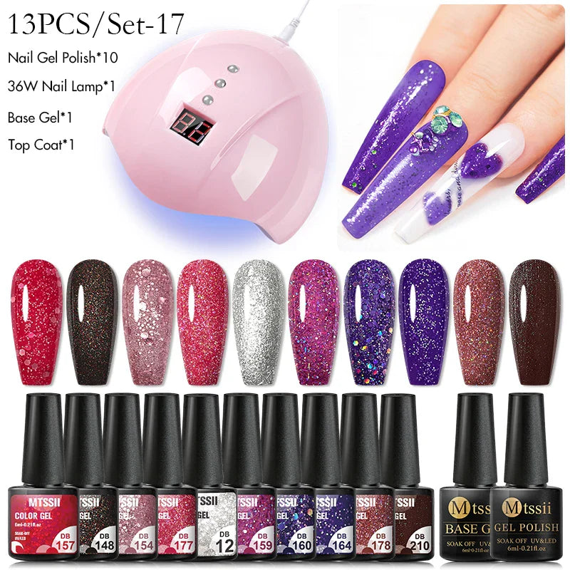 Mtssii 13/16Pcs Gel Nail Polish Set With 36W