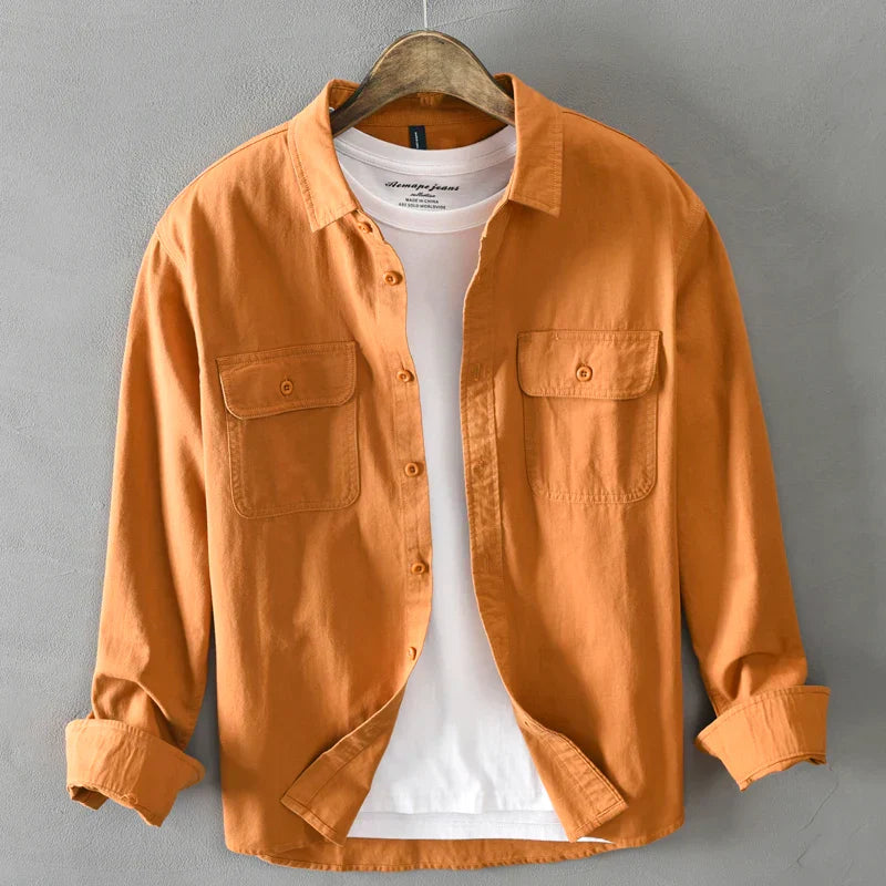 HIQOR New Mens Vintage Shirt Male Lone Sleeve