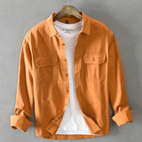 HIQOR New Mens Vintage Shirt Male Lone Sleeve