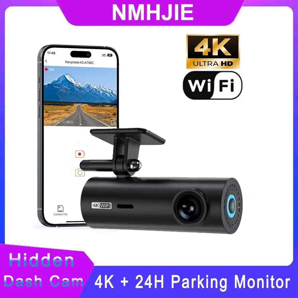 NMHJIE 4K Dash Cam WiFi UHD 3840*2160P Car