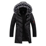 Mens Thickened Warm White Hooded Jacket Parkas Multi