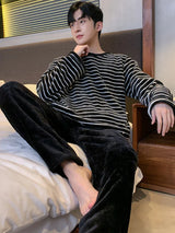 Winter Men Thicken Warm Flannel Pajama Set Male